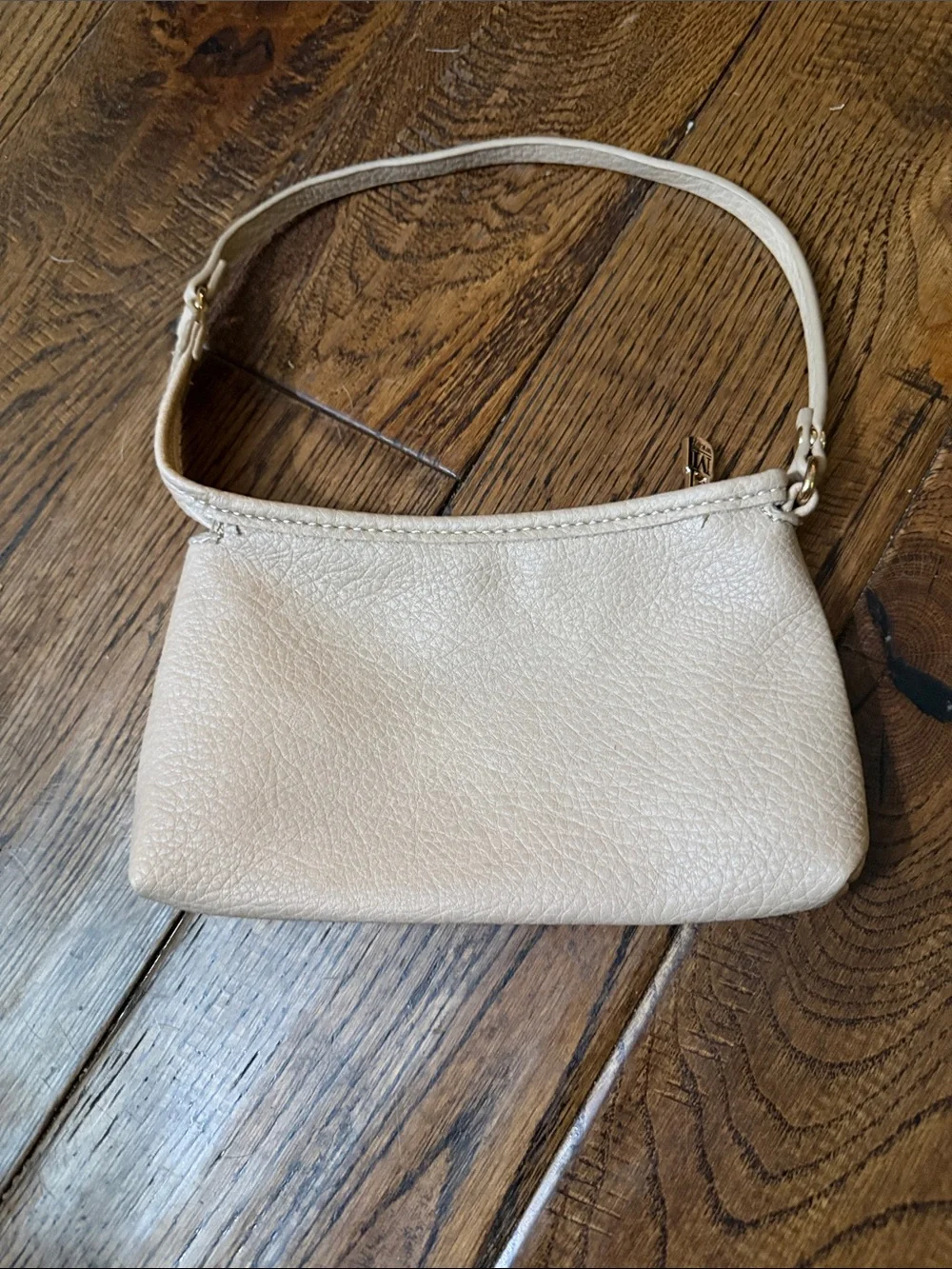 Montana West Cream Pebbled Leather Wristlet with Gold Logo